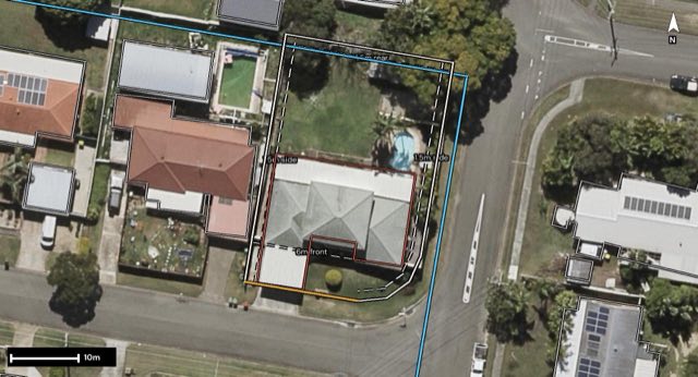Aerial of 1 Clover Court, Regents Park QLD 4118 with the block outlined