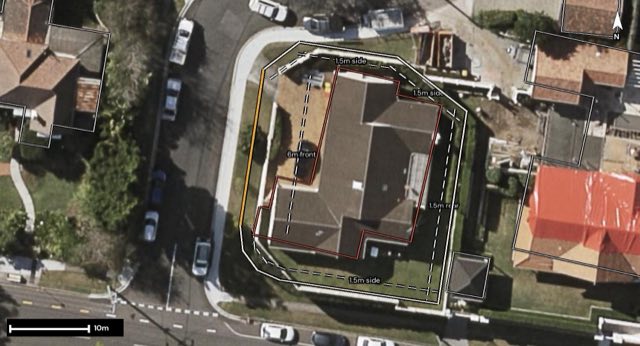 Aerial of 1 Stafford Street, Clayfield QLD 4011 with the block outlined