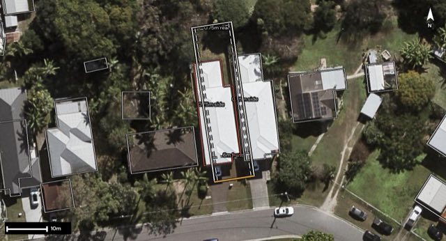 Aerial of 10 Cooper Road, Northgate QLD 4013 with the block outlined