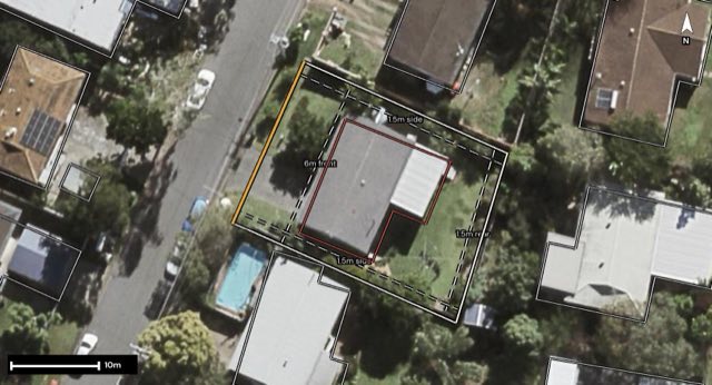 Aerial of 10 Cougar Street, Indooroopilly QLD 4068 with the block outlined