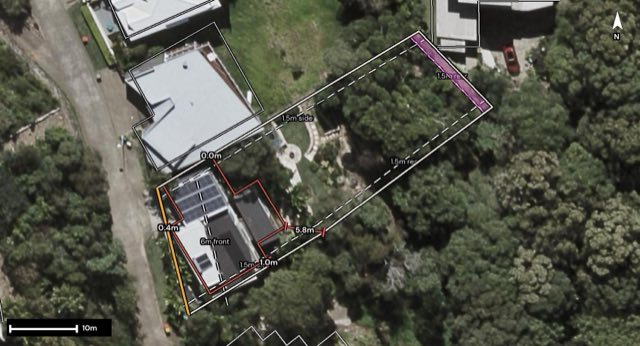 Aerial of 10 Mayfair Lane, Buderim QLD 4556 with the block outlined