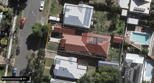 Aerial of 10 Stephens Street, Annerley QLD 4103 with the block outlined