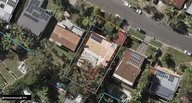 Aerial of 10 Tomanbil Terrace, Ashmore QLD 4214 with the block outlined