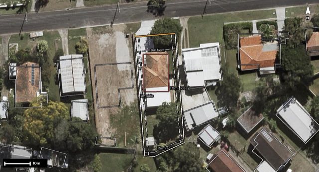 Aerial of 10 Wapping Street, Acacia Ridge QLD 4110 with the block outlined