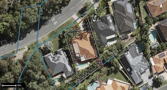 Aerial of 10 Wyllie Way, Reedy Creek QLD 4227 with the block outlined