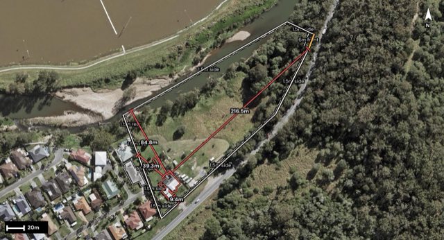 Aerial of 100 Maudsland Road, Oxenford QLD 4210 with the block outlined
