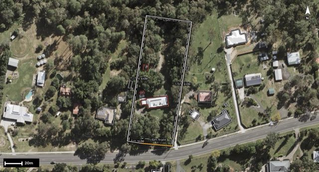 Aerial of 102-104 Williamson Road, Morayfield QLD 4506 with the block outlined