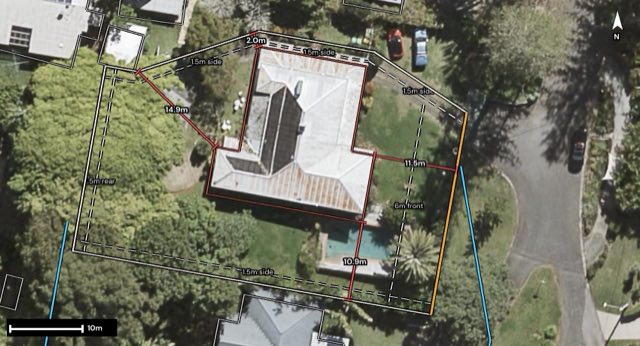 Aerial of 103 Mclean Street, Coolangatta QLD 4225 with the block outlined