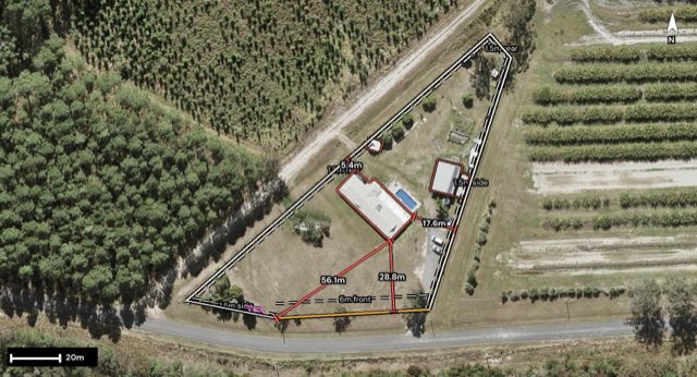 Aerial of 105 Red Road, Beerburrum QLD 4517 with the block outlined