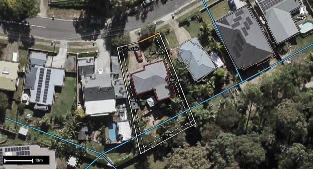 Aerial of 106 Kallista Road, Rochedale South QLD 4123 with the block outlined
