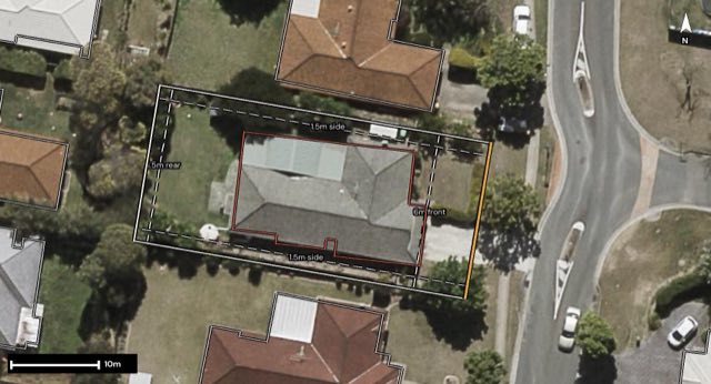 Aerial of 108 Sharpless Road, Springfield QLD 4300 with the block outlined