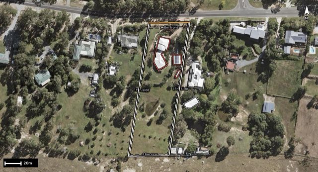 Aerial of 11-13 Forest Hills Drive, Morayfield QLD 4506 with the block outlined