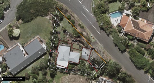 Aerial of 11 Coolum View Terrace, Buderim QLD 4556 with the block outlined