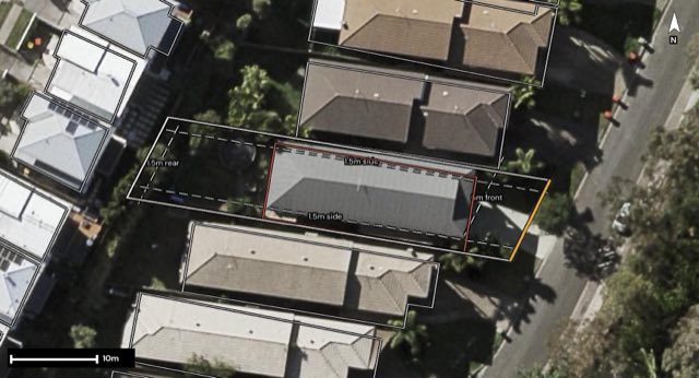 Aerial of 11 Creekside Court, Everton Hills QLD 4053 with the block outlined