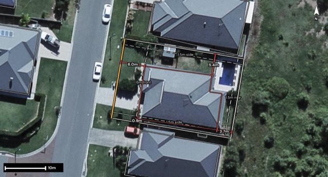 Aerial of 11 Emeraldwood Street, Fernvale QLD 4306 with the block outlined