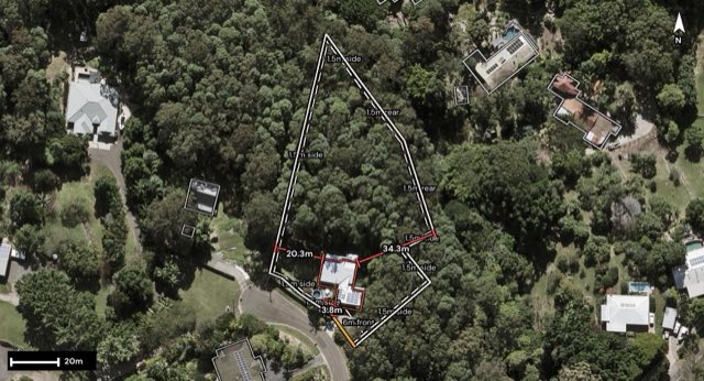 Aerial of 11 Holland Way, Mons QLD 4556 with the block outlined