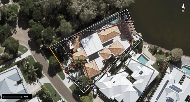 Aerial of 11 Karinya Place, Twin Waters QLD 4564 with the block outlined