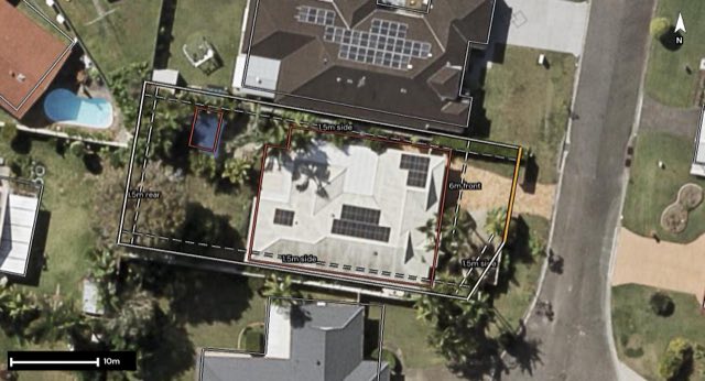 Aerial of 11 Liaw Close, Boondall QLD 4034 with the block outlined