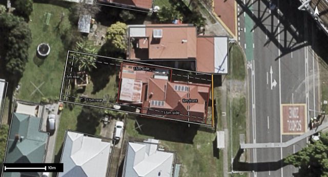 Aerial of 111 Annerley Road, Dutton Park QLD 4102 with the block outlined
