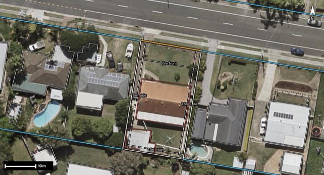 Aerial of 112 Federation Drive, Bethania QLD 4205 with the block outlined