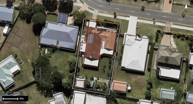 Aerial of 117 Phillip Parade, Deception Bay QLD 4508 with the block outlined
