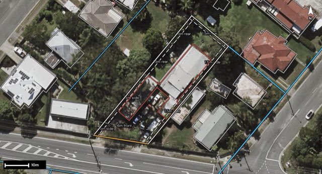 Aerial of 119 Milne Street, Beenleigh QLD 4207 with the block outlined