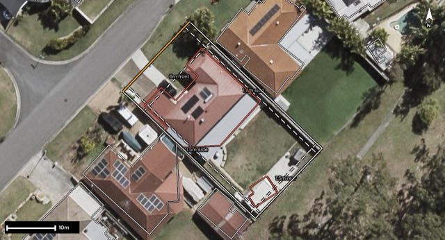 Aerial of 119 Sandalwood Drive, Yamanto QLD 4305 with the block outlined