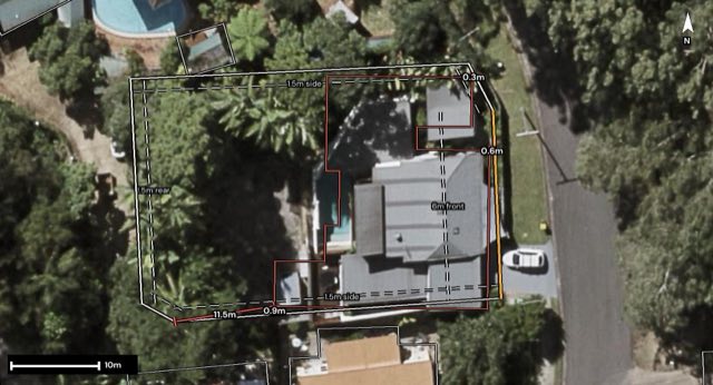 Aerial of 12 Bade Street, Nambour QLD 4560 with the block outlined