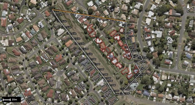 Aerial of 12 Bottlebrush Crescent, Redbank Plains QLD 4301 with the block outlined