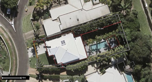 Aerial of 12 Chelsea Rose Close, Buderim QLD 4556 with the block outlined