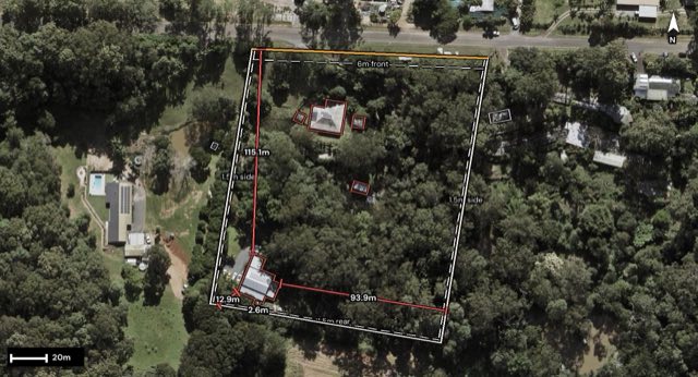 Aerial of 12 Kerada Road, Rosemount QLD 4560 with the block outlined