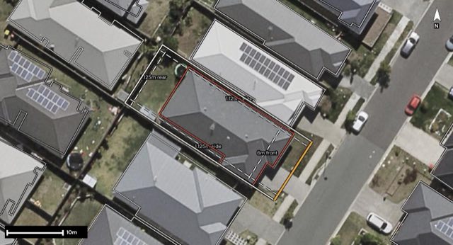 Aerial of 12 Morrow Street, Collingwood Park QLD 4301 with the block outlined