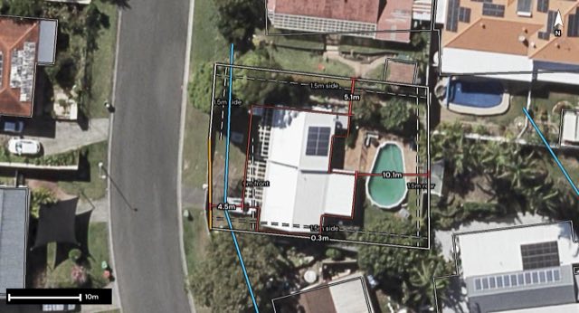 Aerial of 12 Nabarlek Drive, Worongary QLD 4213 with the block outlined