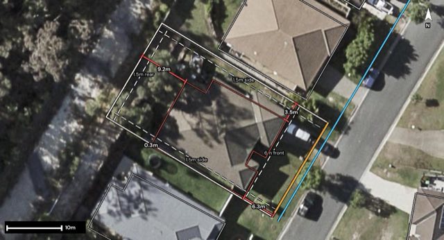 Aerial of 12 Southern Lights Drive, Pimpama QLD 4209 with the block outlined