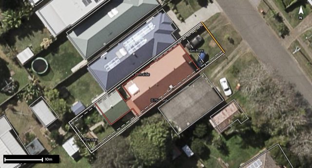 Aerial of 12 St Achs Street, Nudgee QLD 4014 with the block outlined