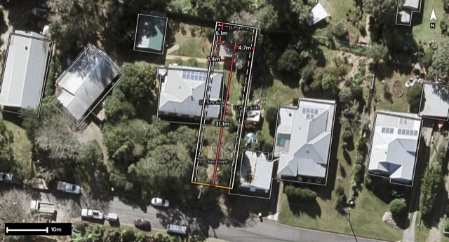 Aerial of 12 Tulip Street, Maleny QLD 4552 with the block outlined