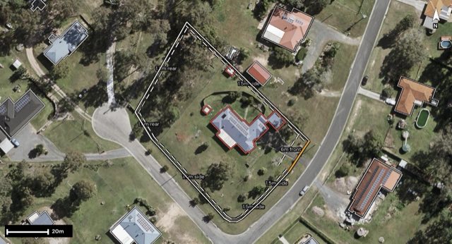 Aerial of 121-125 Heritage Road, Jimboomba QLD 4280 with the block outlined