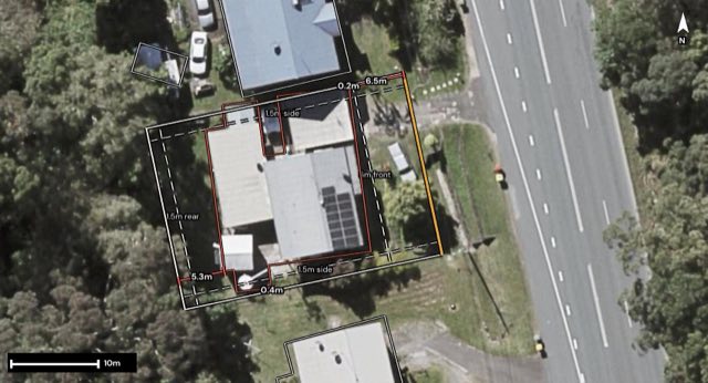 Aerial of 1241 Nambour Connection Road, Kulangoor QLD 4560 with the block outlined