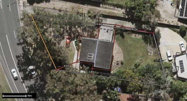 Aerial of 126 Jones Road, Buderim QLD 4556 with the block outlined