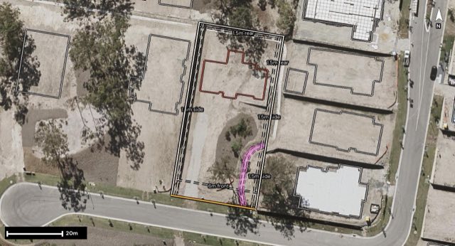 Aerial of 13-15 Canopy Court, Bahrs Scrub QLD 4207 with the block outlined