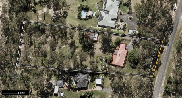Aerial of 13-17 Klipspringer Court, Greenbank QLD 4124 with the block outlined
