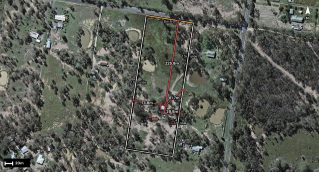 Aerial of 13 Grantham Scrub Road, Veradilla QLD 4347 with the block outlined