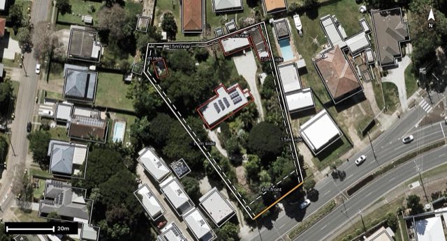 Aerial of 1314 Anzac Avenue, Kallangur QLD 4503 with the block outlined