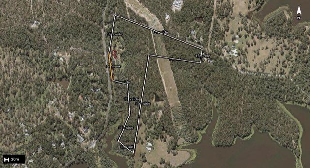 Aerial of 132 Scout Road, Kurwongbah QLD 4503 with the block outlined