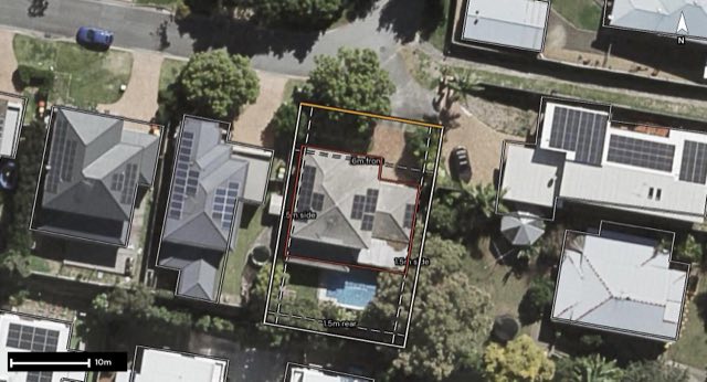 Aerial of 132 Tristania Way, Mount Gravatt East QLD 4122 with the block outlined