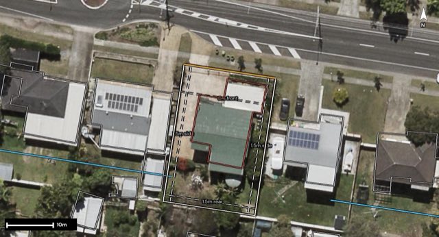 Aerial of 133 Waratah Drive, Crestmead QLD 4132 with the block outlined