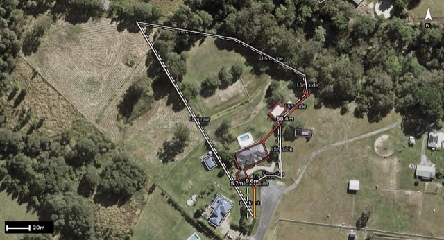 Aerial of 137 Gladrose Crescent, Wongawallan QLD 4210 with the block outlined