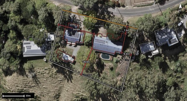 Aerial of 14-20 Gaylard Road, Image Flat QLD 4560 with the block outlined