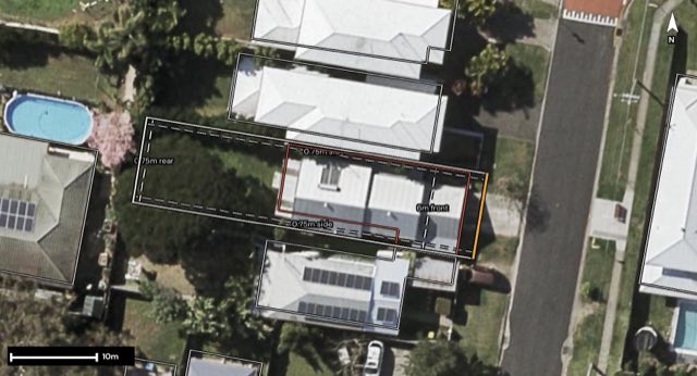 Aerial of 14 Barton Street, Everton Park QLD 4053 with the block outlined