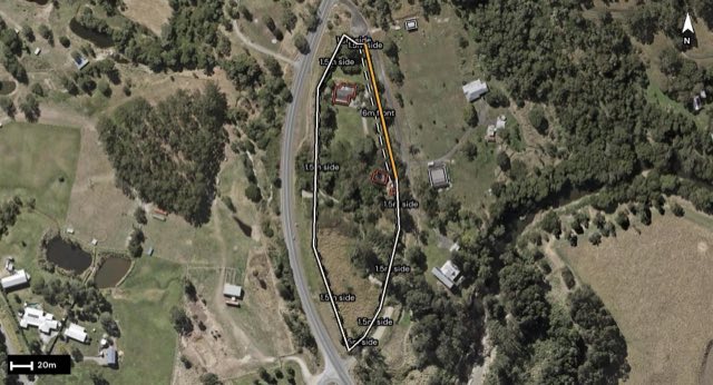 Aerial of 14 Dundialla Way, Yugar QLD 4520 with the block outlined